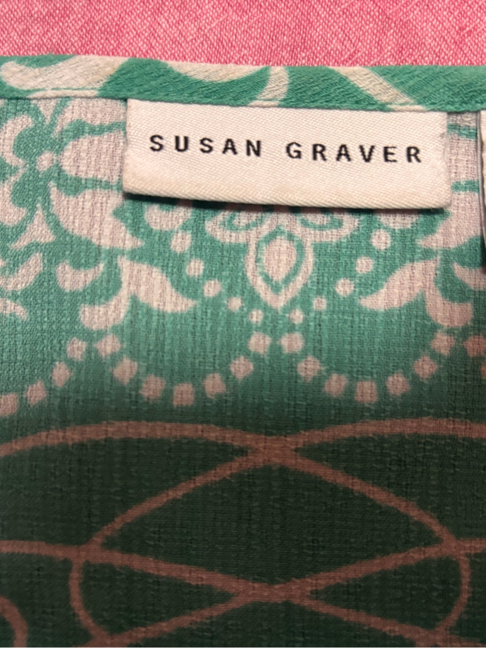 Susan Graver Teal Green Paisley-Print Flowing Blouse - Picture 2 of 3